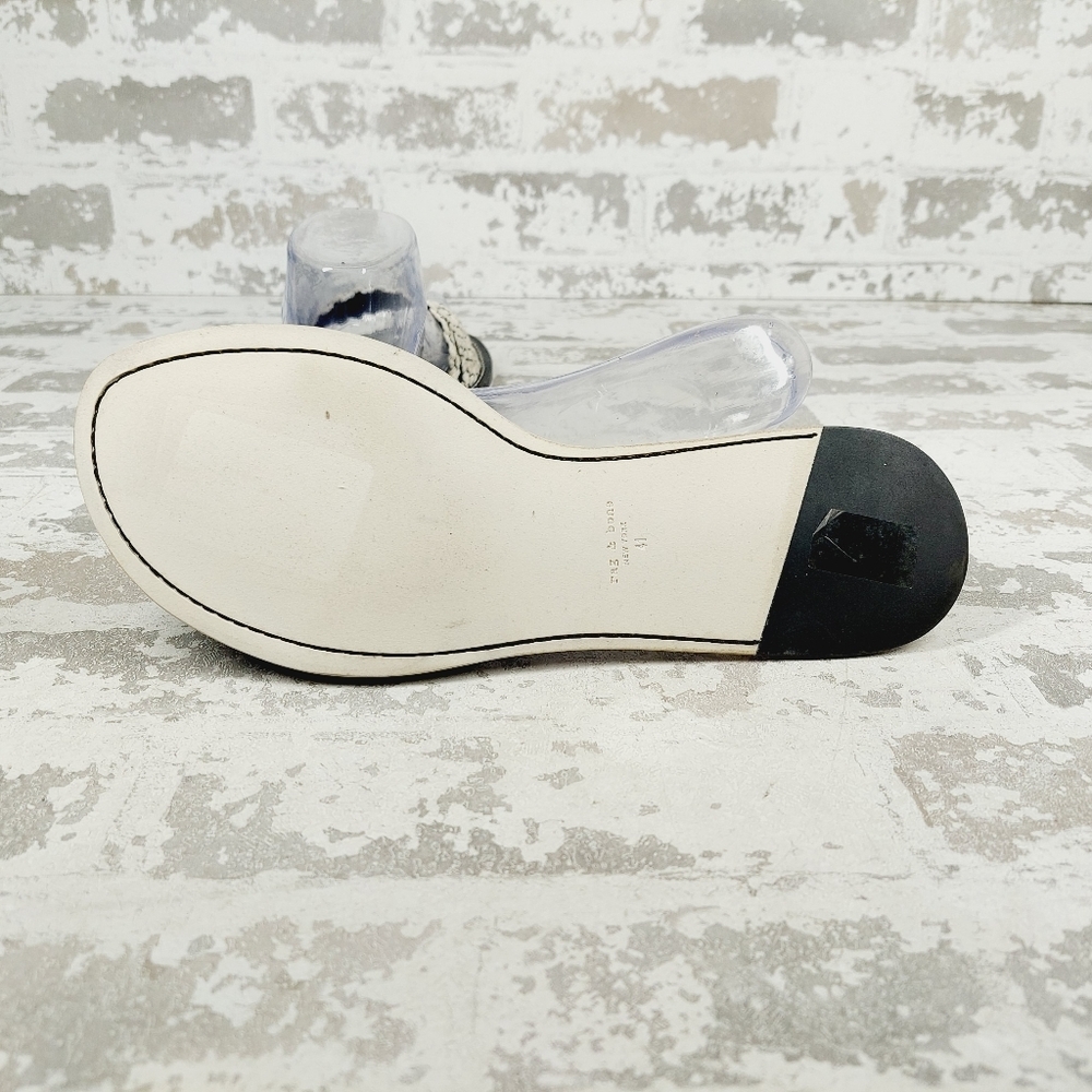 New  Rag & Bone Leather Melrose Bicolor Plank  Black & White Flat Sandals W738 - Picture 8 of 11